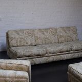 70's Swedish corner sofa with jungle design embroidery