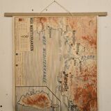 Old school geography map 1960 Atlantic Mediterranean coast