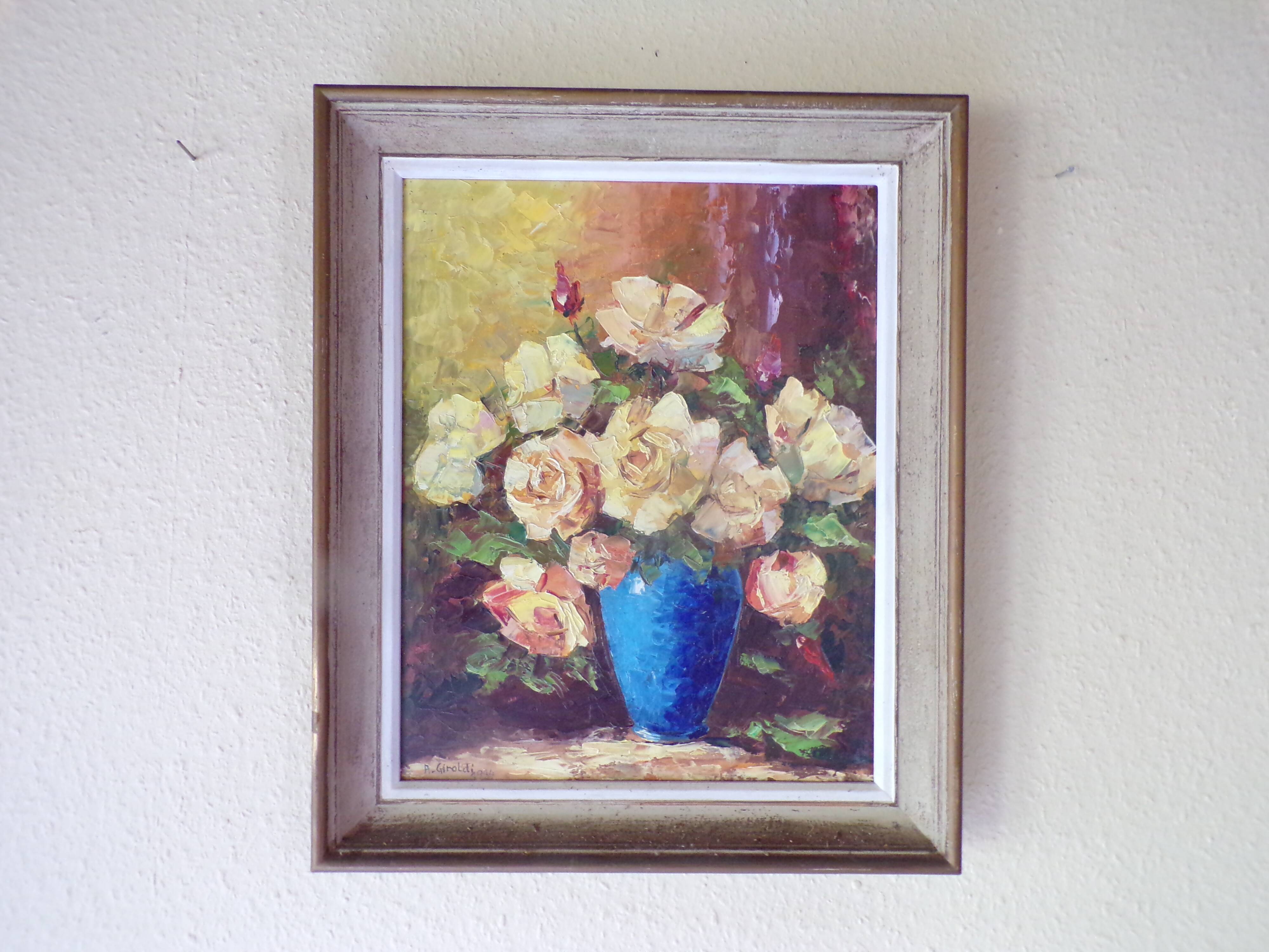 Tableau peinture bouquet de fleurs signé André Giroldi