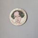 Handmade ceramic wall hanging portrait enameled medallion