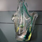 Vase vintage en verre de Murano soufflé dans la masse années 70