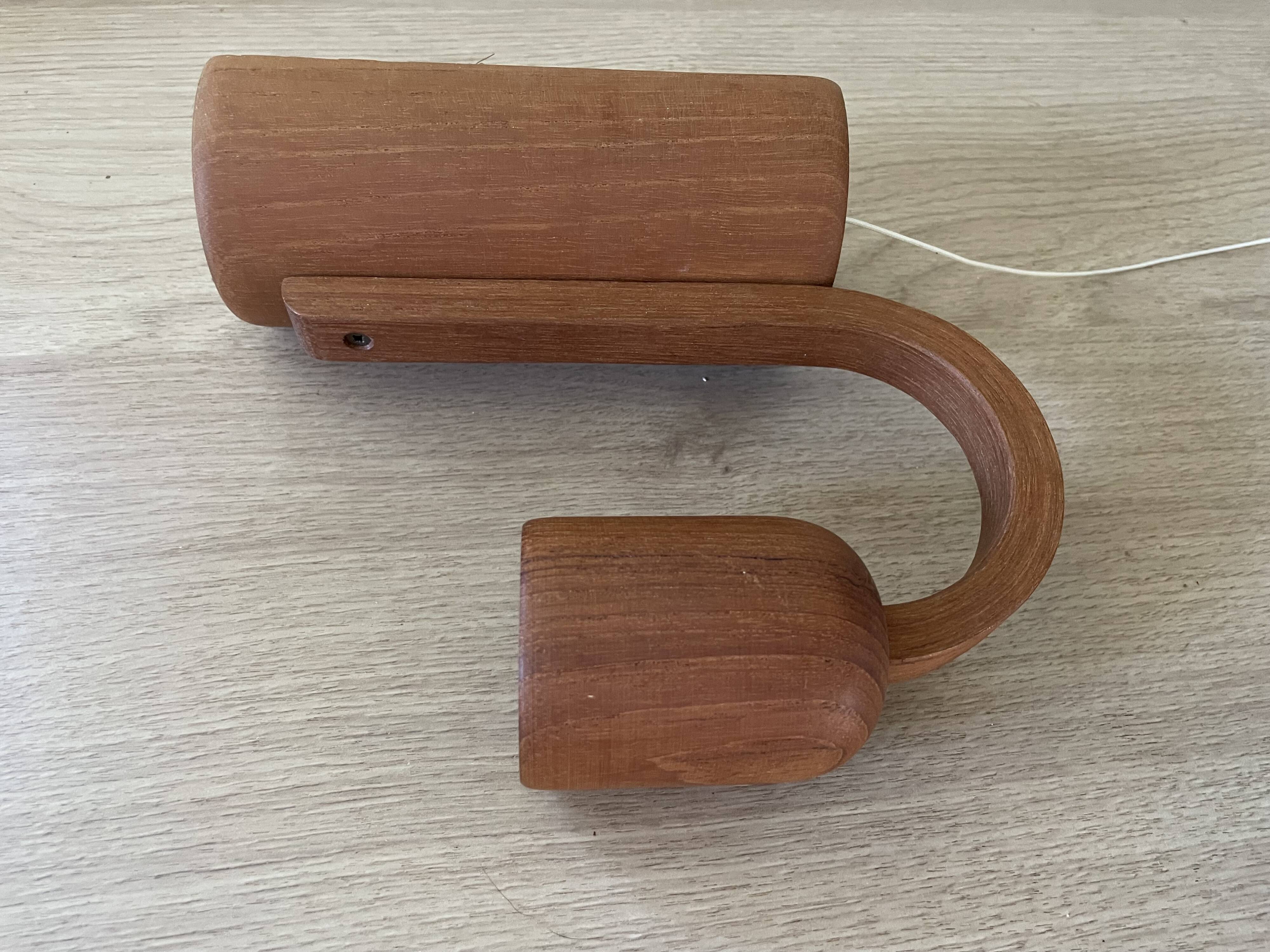 Pair of Scandinavian teak wall lights, Dolmus, 70s