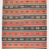 6x9 Terracotta Red & Brown Vintage Kilim Rug, Rugged Carpet, 175x270Cm