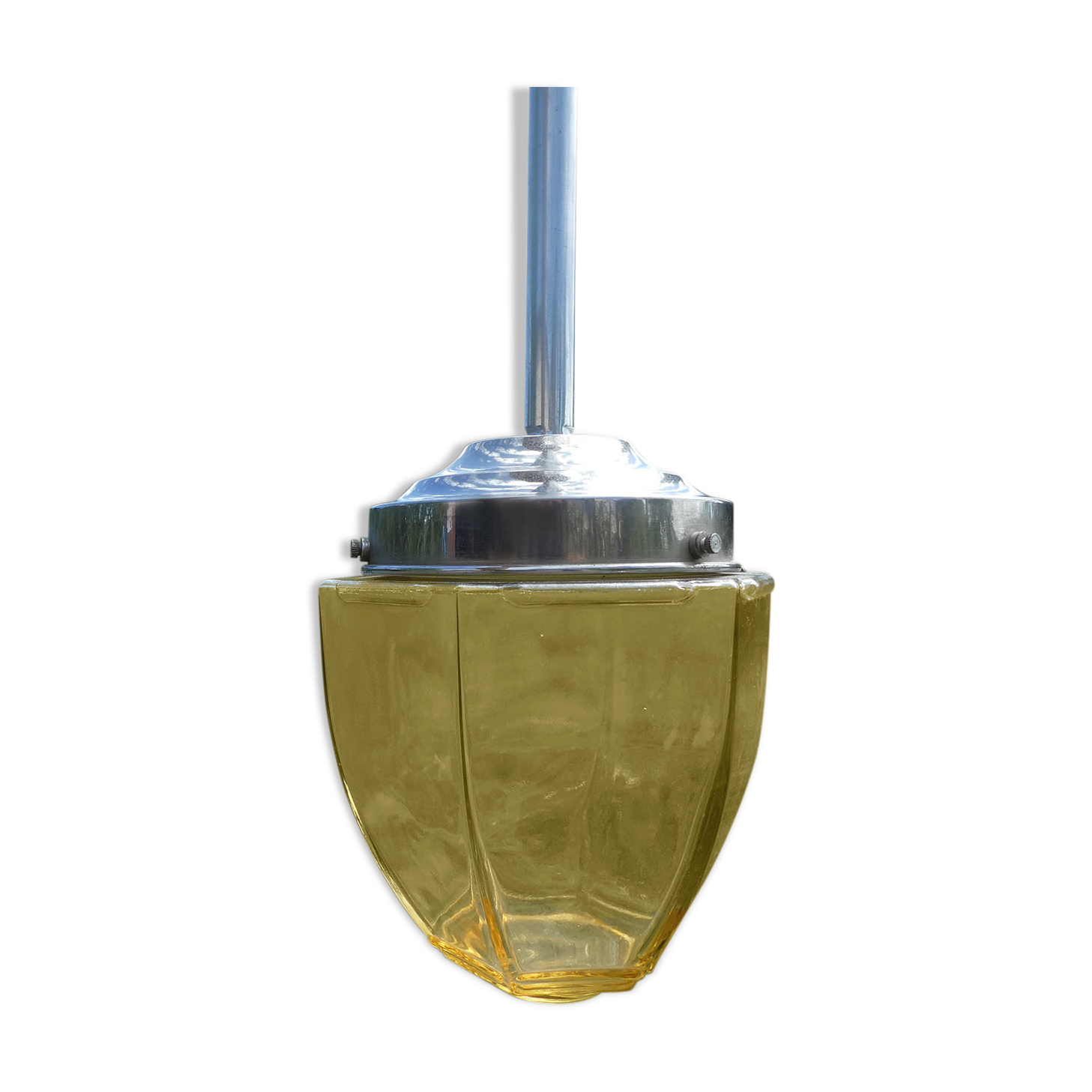 Suspension art deco globe in yellow glass