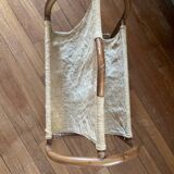 Vintage bamboo and fabric magazine rack