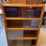Bibus 1960s bookcase light oak with sliding glass