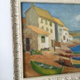 Huile sur panneau Port de Mediterranée