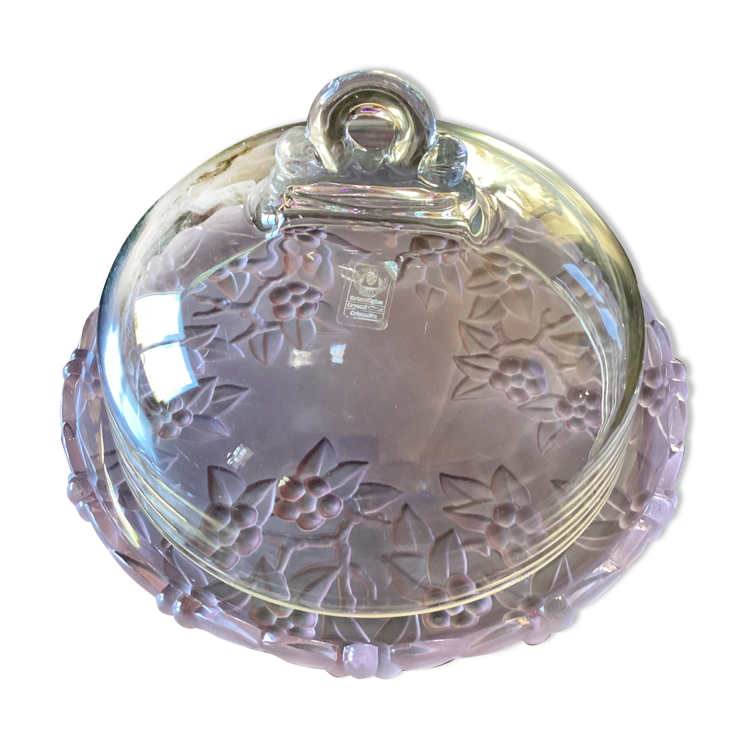 W.Germany crystal cheese cover on tray dimensions: height -15cm- diameter -22cm-