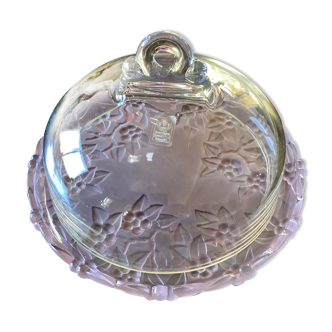 W.Germany crystal cheese cover on tray dimensions: height -15cm- diameter -22cm-