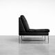 Canapé modulaire vintage allemand moderne minimaliste en cuir et chrome du milieu du siècle