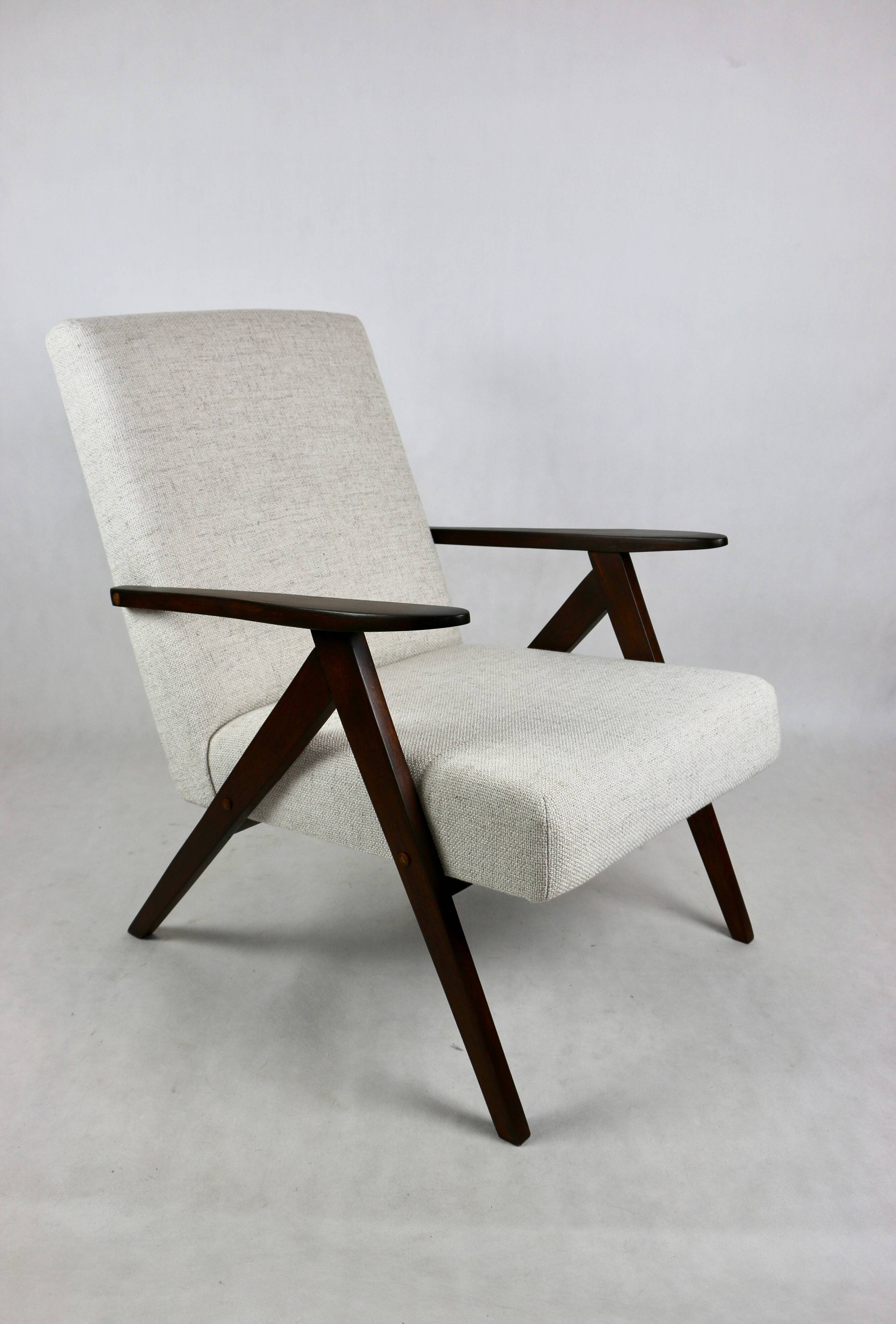 Vintage Ivory White Boucle Model B-310 Armchair, 1970s