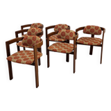 Set of 6 Italian Wooden Armchairs, 1960's