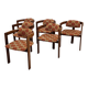 Set of 6 Italian Wooden Armchairs, 1960's