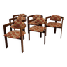 Set of 6 Italian Wooden Armchairs, 1960's