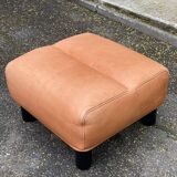 Scandinavian pouf design in brown leather, made in Switzerland by De Sede.
