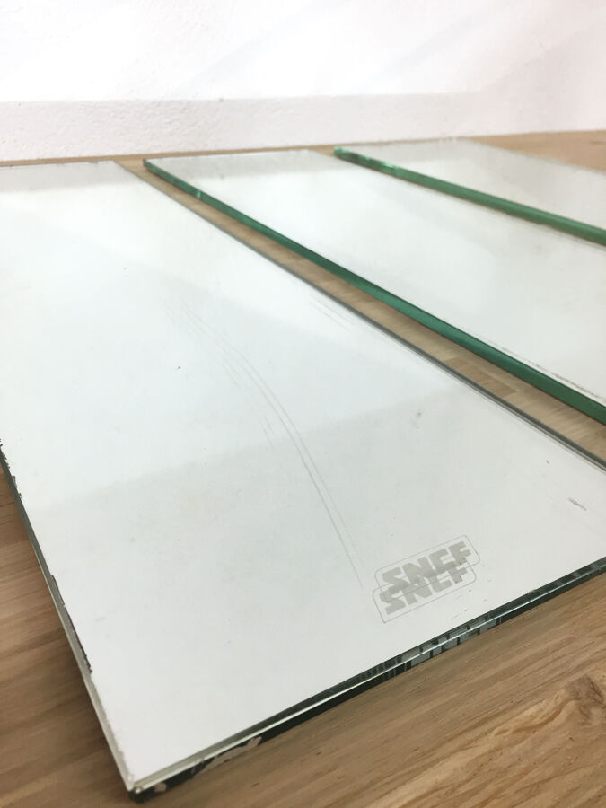 Triptych vintage SNCF wagon mirrors 1980