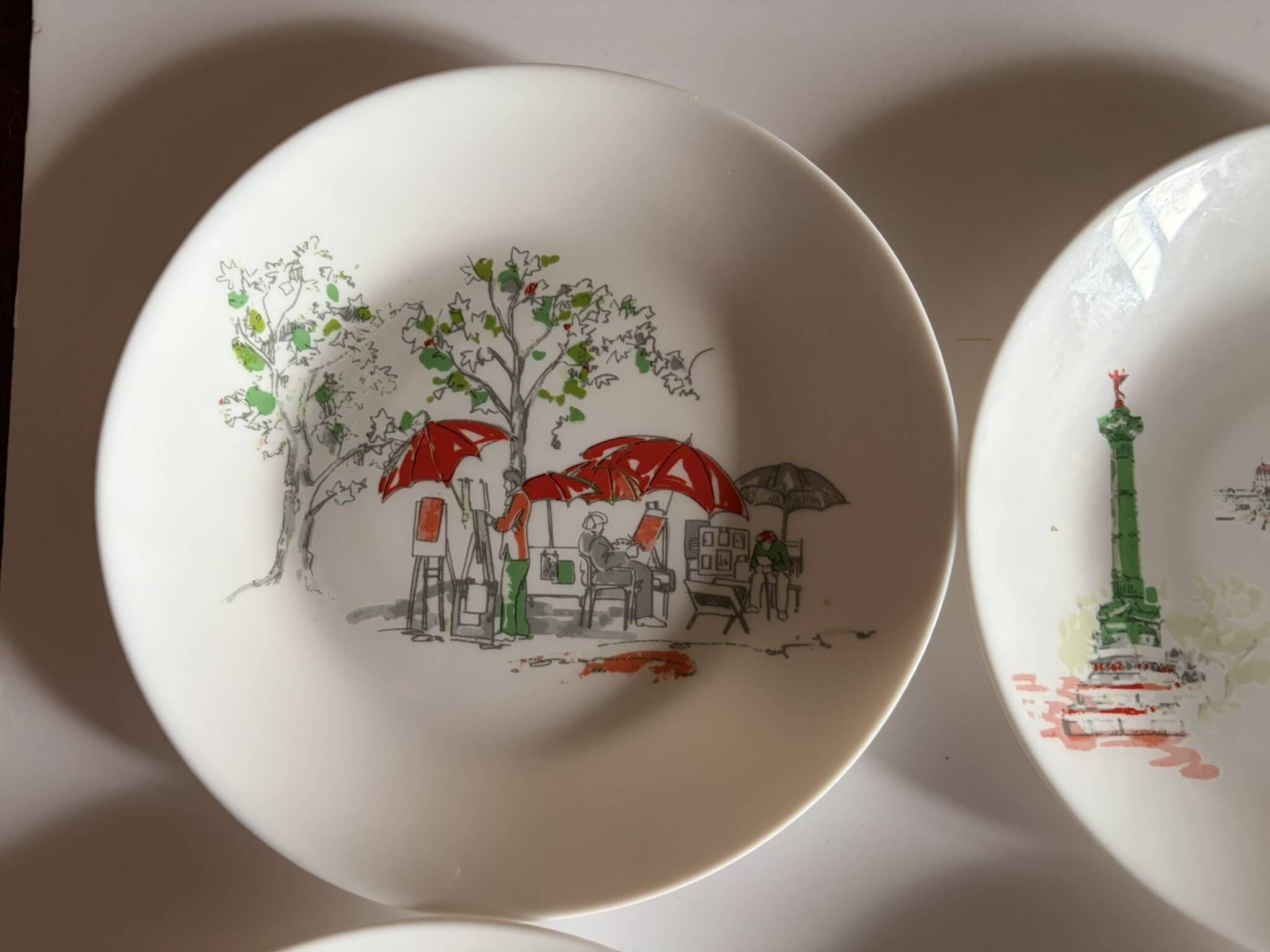 Set of 6 Françoise Saget plates "Stroll in Paris"