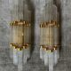 Pair of large Murano crystal sconces on gilt frame, Austria, 1970s