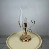 Vintage Hollywood Regency table lamp glass leaf