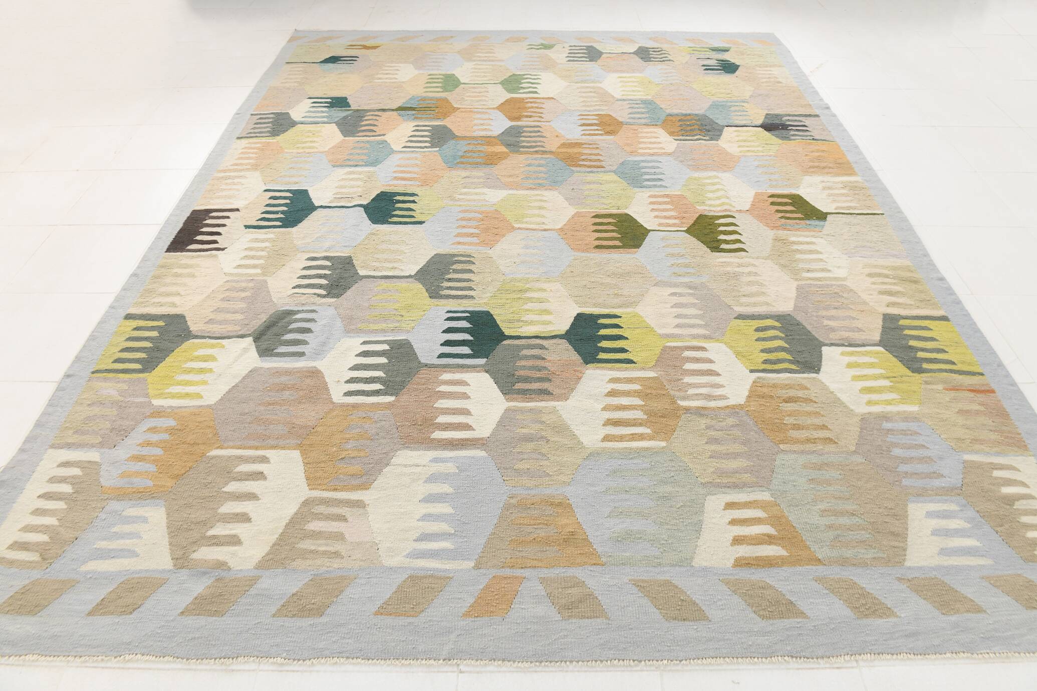 9x12 Kilim Pastel Tones Overisze Anatolian Flatweave Kilim Rug, 270x352 Cm