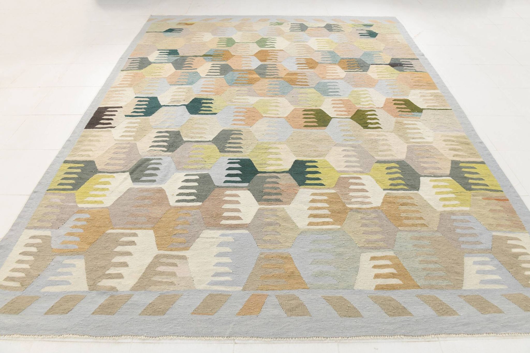 9x12 Kilim Pastel Tones Overisze Anatolian Flatweave Kilim Rug, 270x352 Cm