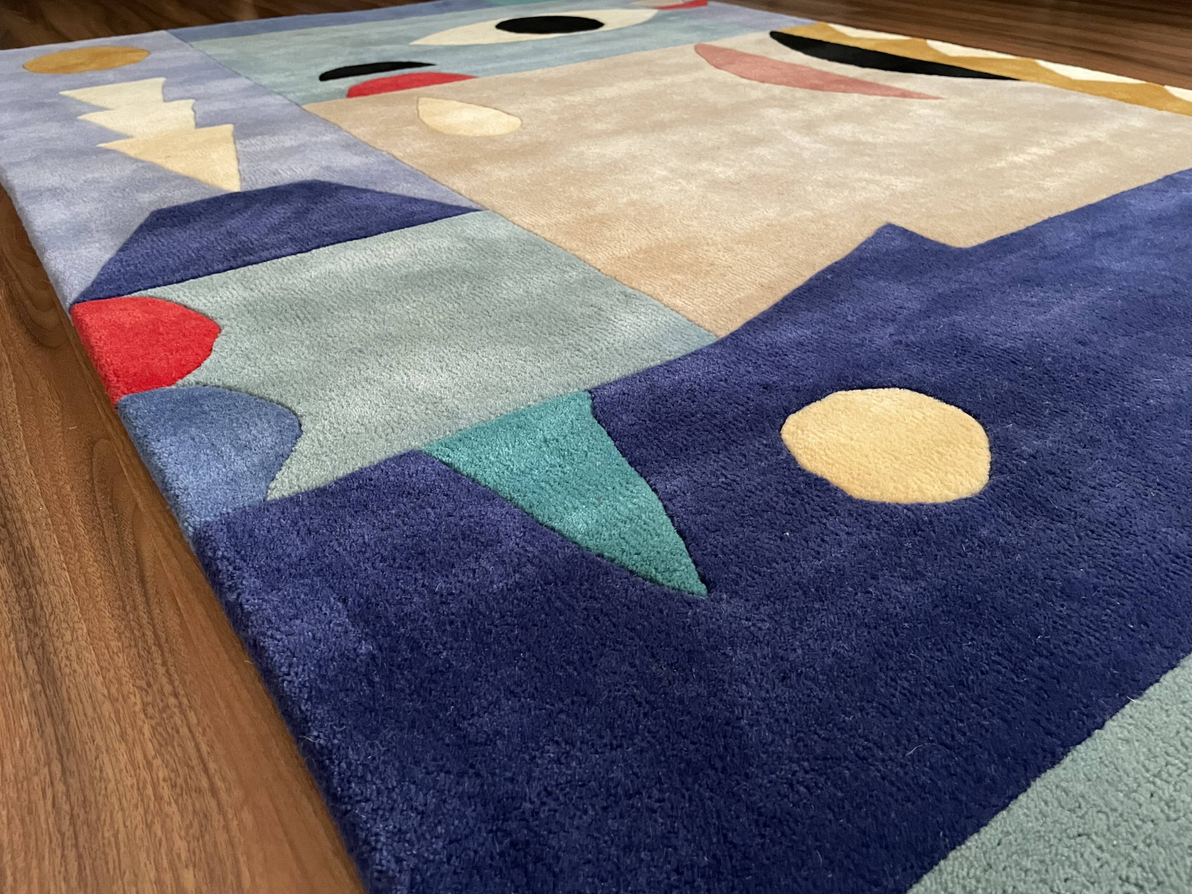Tapis en laine tissé à la main d'occasion