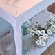 Console table in wood and white rattan