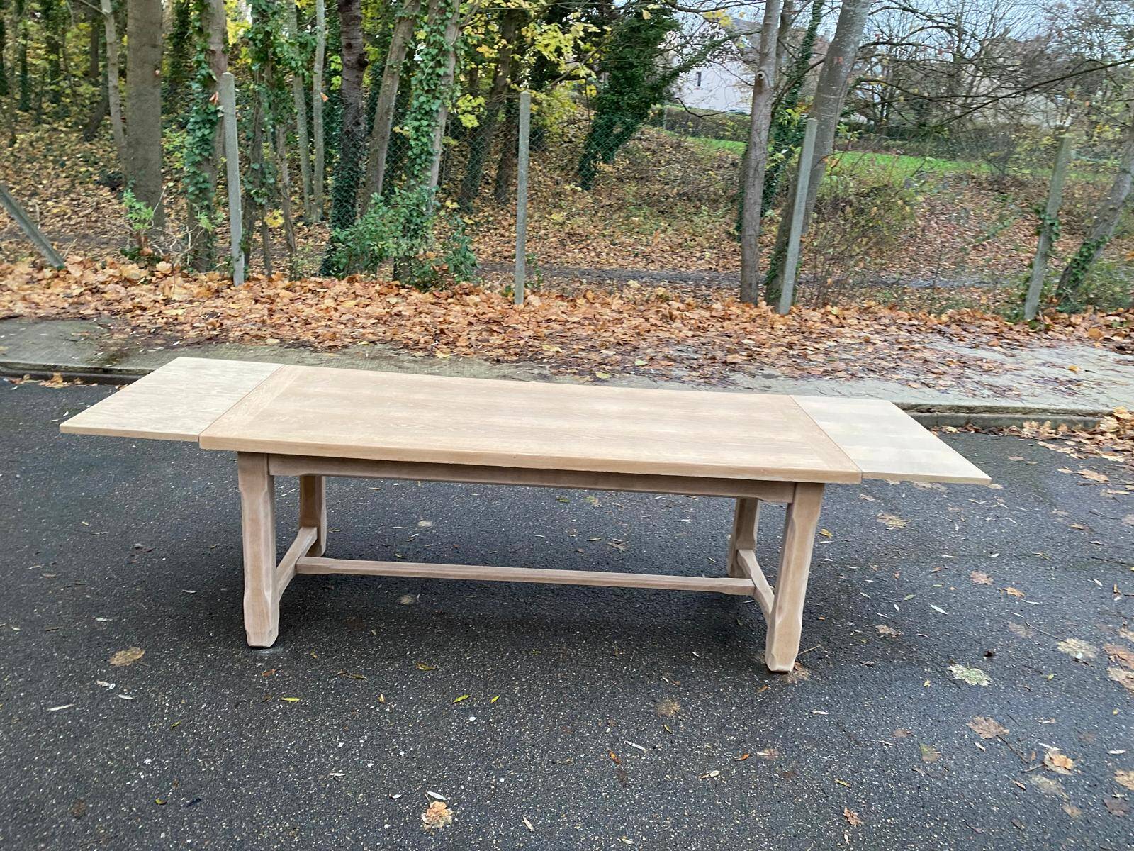 Extendable renovated 20th century oak farmhouse dining table, 200-280cm