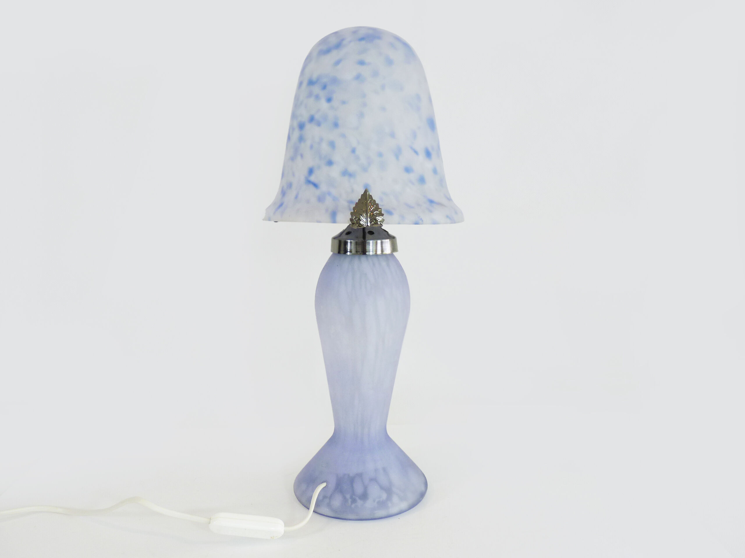 2-light white spotted glass paste mushroom lamp, Art Deco style. Year 60