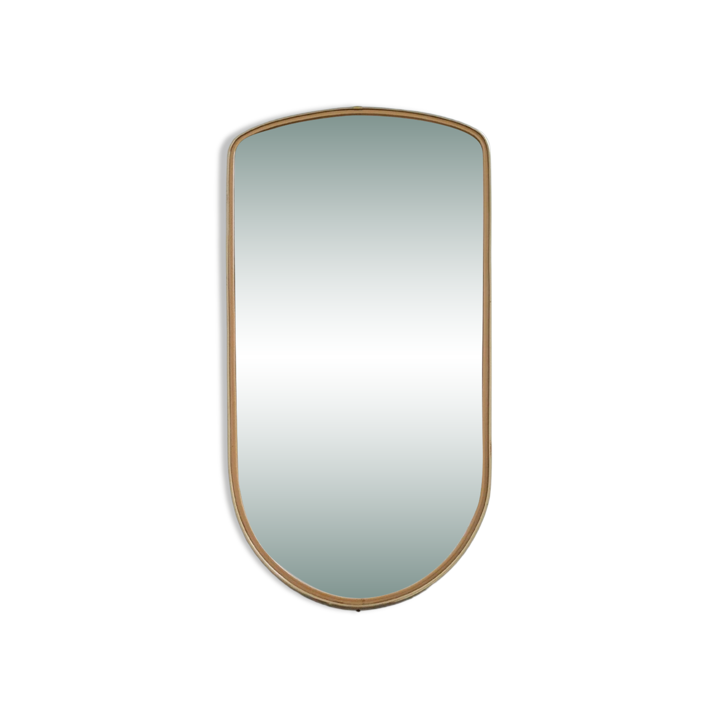 Large vintage ovoid mirror with gold and black edges - 1960s