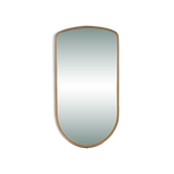 Grand miroir ovoïde vintage à bords dorés et noir - années 1960