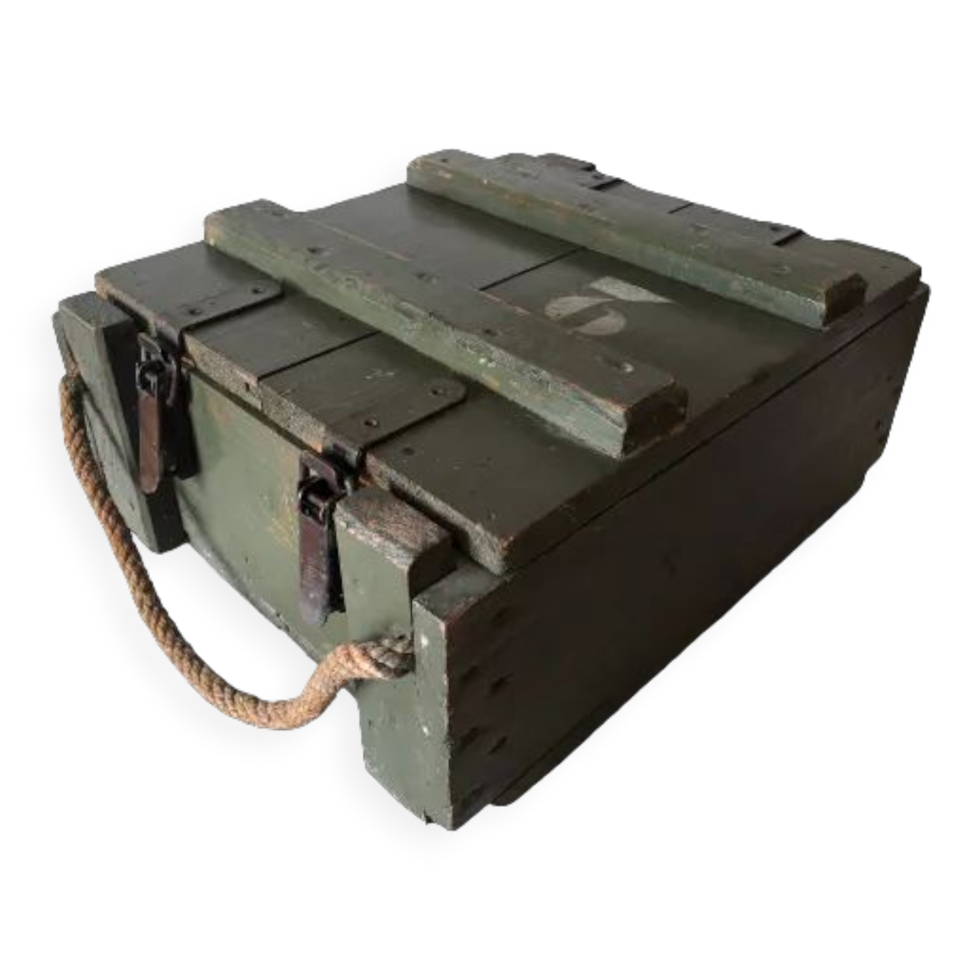 Green wooden chest ammunition box