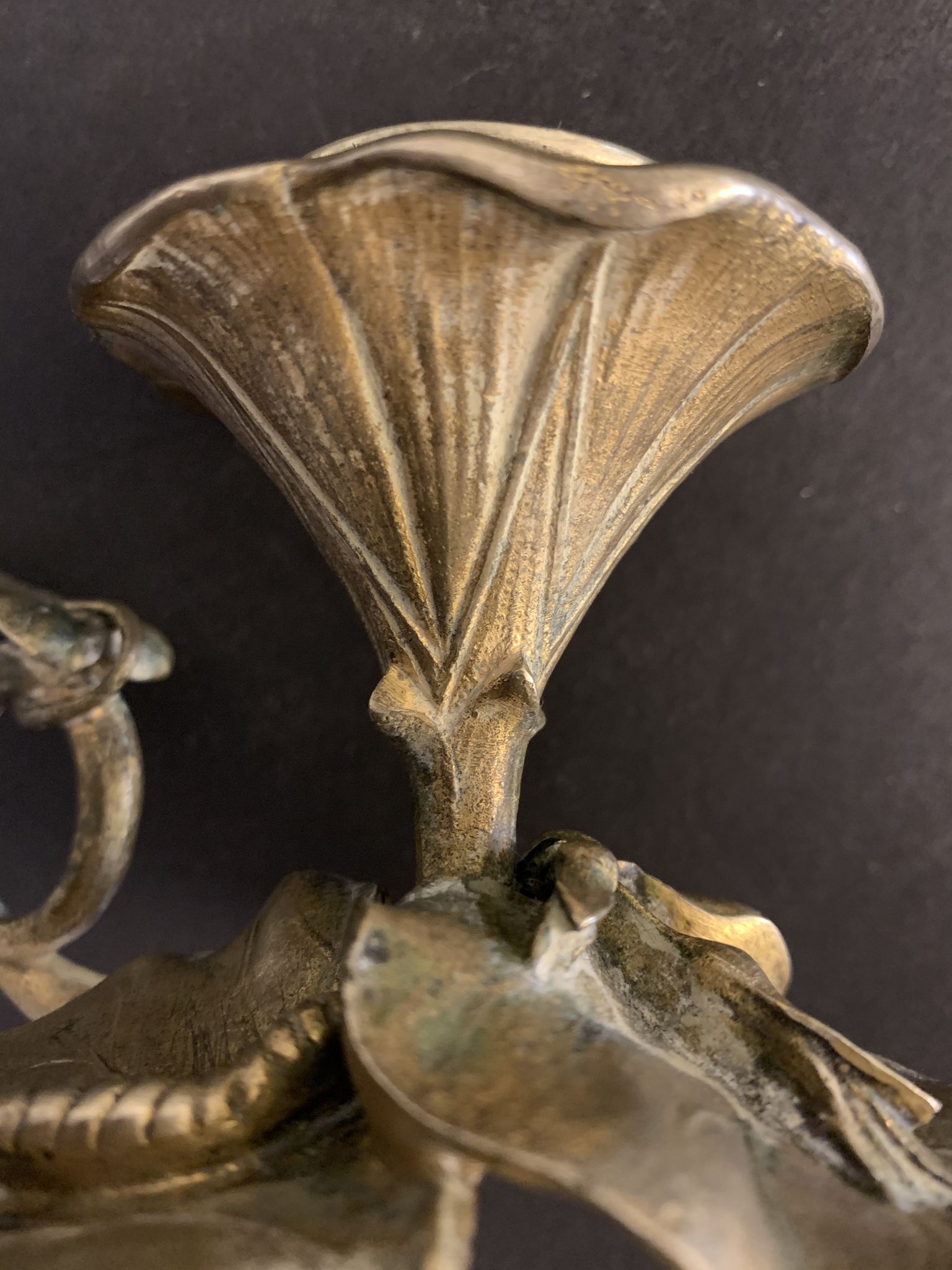 Art Nouveau bronze hand candle holder or cellar rat, 1900