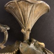Art Nouveau bronze hand candle holder or cellar rat, 1900