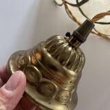 Large pendant lamp with mother-of-pearl and brass shade