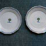 2 plates period louis philippe filet blue pattern central tree