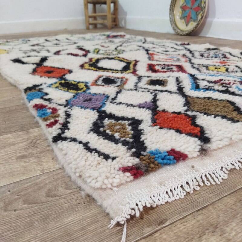 Handmade wool Berber rug 195x100 cm