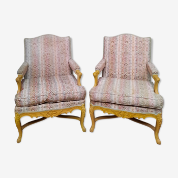 Paire de fauteuil tapissés de style louis xv