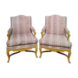 Pair of louis xv style upholstered armchairs