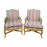 Pair of louis xv style upholstered armchairs