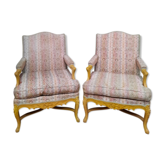 Paire de fauteuil tapissés de style louis xv