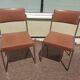 Pair of office chair oem strafor vintage 1960 - chrome skaï brown