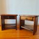Pair of solid elm bedside tables, France 1970.