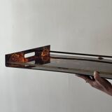 Serving tray in smoked tortoiseshell plexiglass, 1970s design