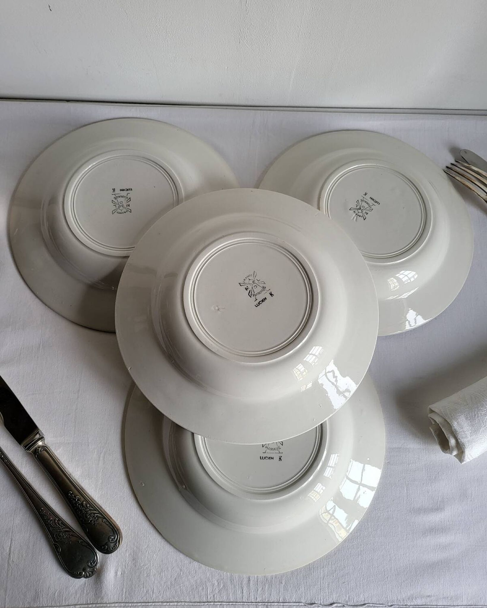 4 Deep Plates in earthenware Moulin des Loups & Hamage model Lucien