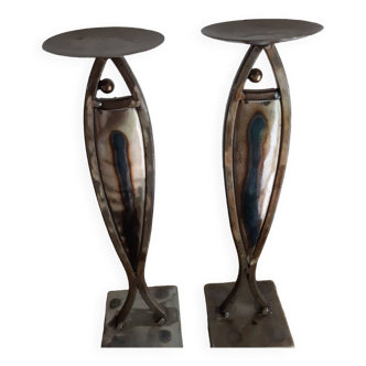 Metal fish candle holders set of 2