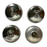 Set of 4 old round chrome porcelain switches