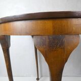 Old wooden half moon tripod console side table