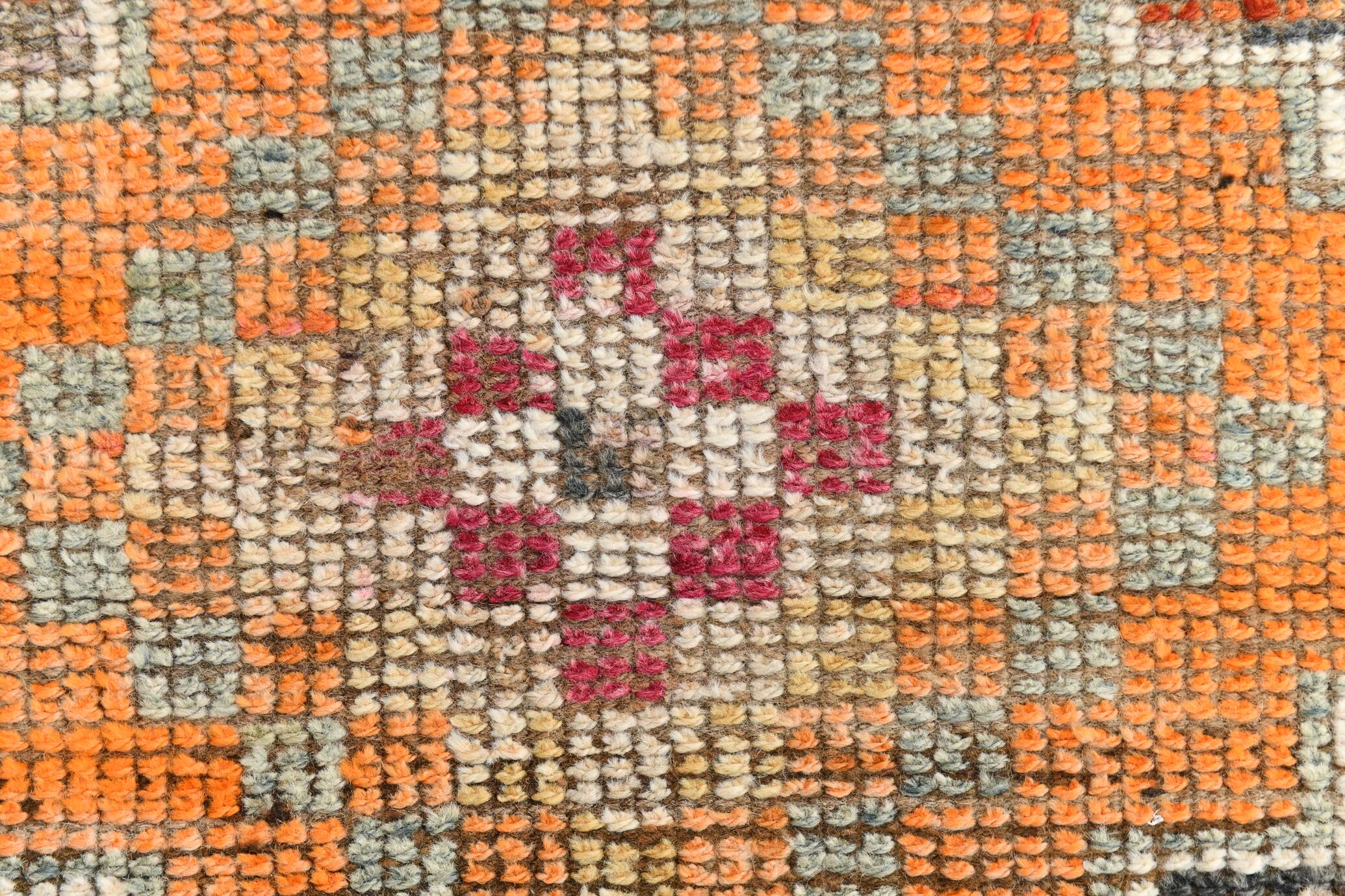 3x12 Vintage Red Orange Turkish Runner Rug, Handmade Wool Carpet, 86x352Cm