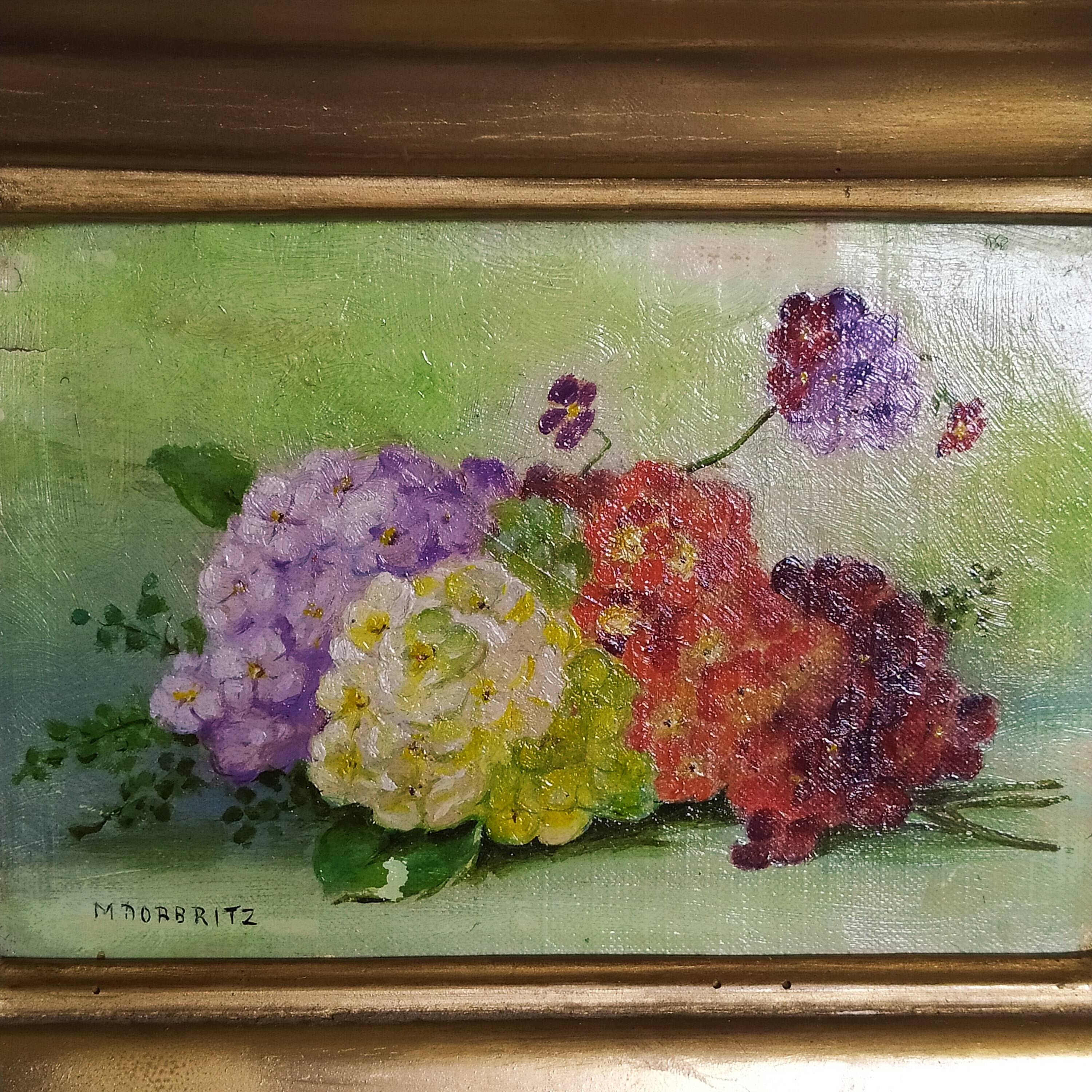 oil on panel bouquet of flowers signed Marguerite Dorbritz